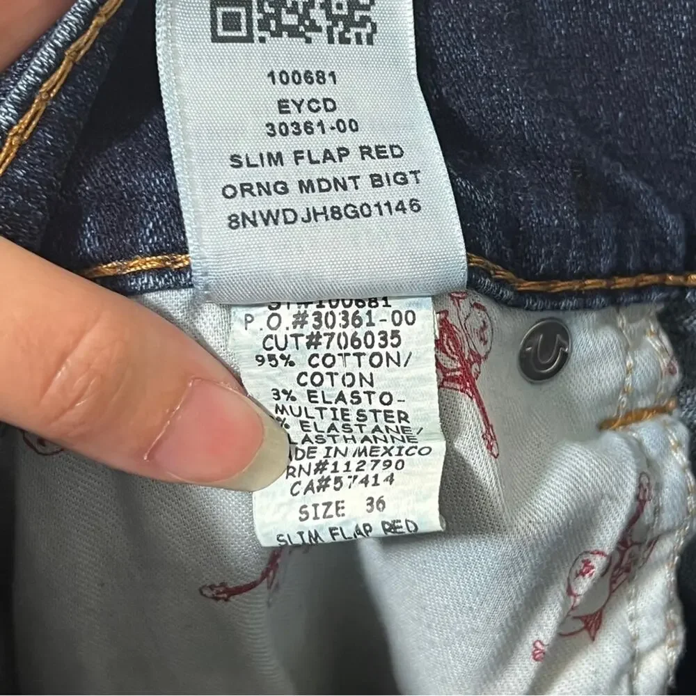 True Religion Slim Big T Jeans 36 Midnight Blue